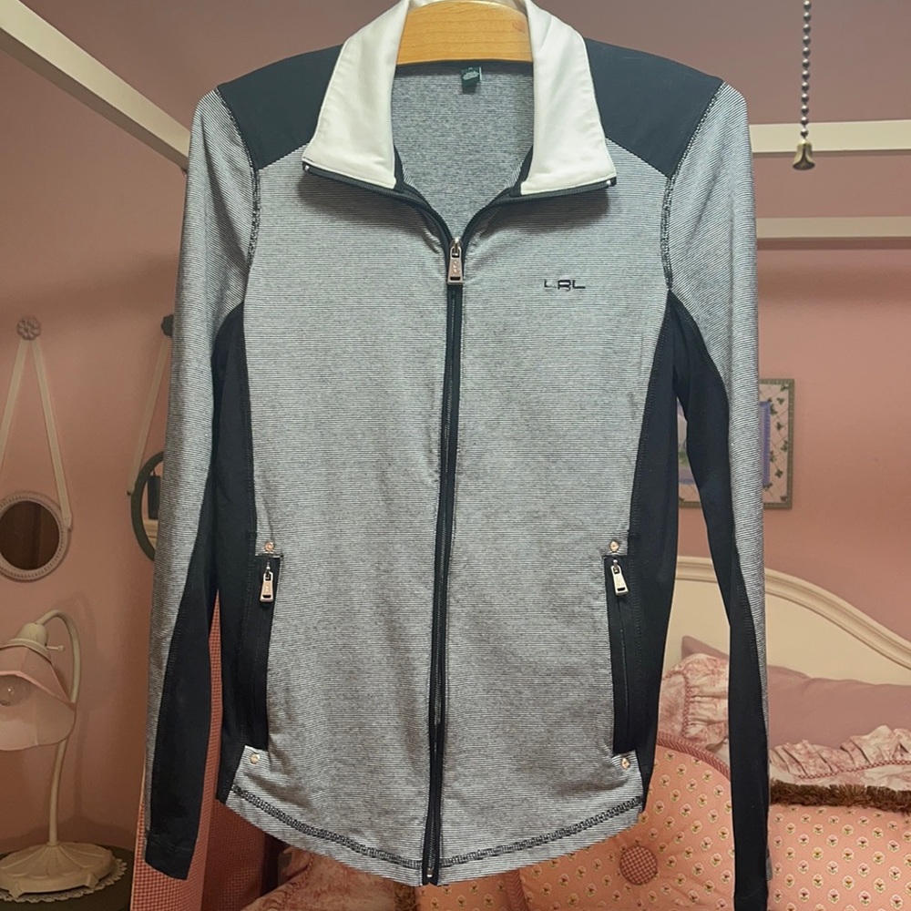 LAUREN BY RALPH LAUREN Black & White Zip up Jacket